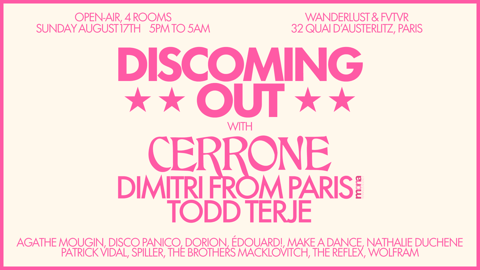 DISCOMING OUT: Cerrone, Todd Terje, Dimitri From Paris, Nathalie Duchene, Agathe Mougin